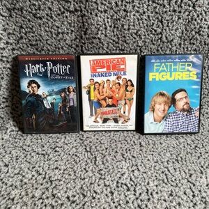 Set of 3 DVDs with Colorful Covers - Harry Potter, American Pie & Father Figures